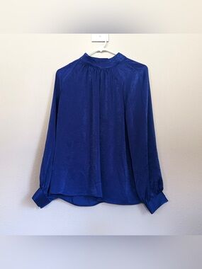 Banana Republic Royal Blue Mock Neck Blouse